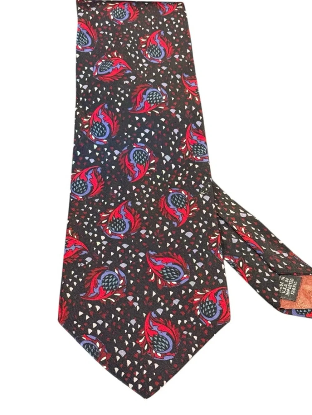 Christian Dior Monsieur Vintage Silk Tie Black Floral Botanical Red Purple USA